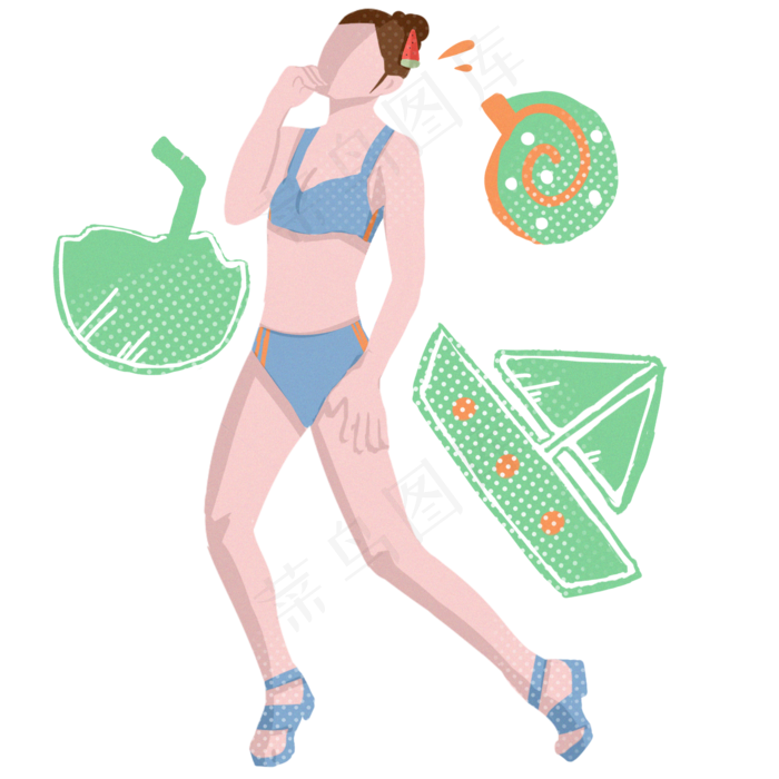 立夏帆船女孩插画