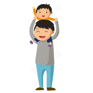 父亲节骑在父亲脖子上的小男孩