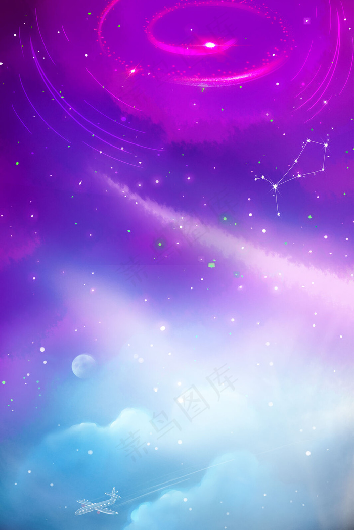 紫色浪漫星空梦幻星云背景