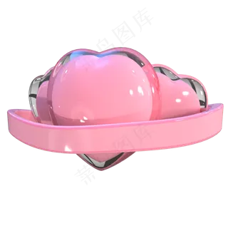 七夕情人节温馨浪漫爱心标题,免抠元素