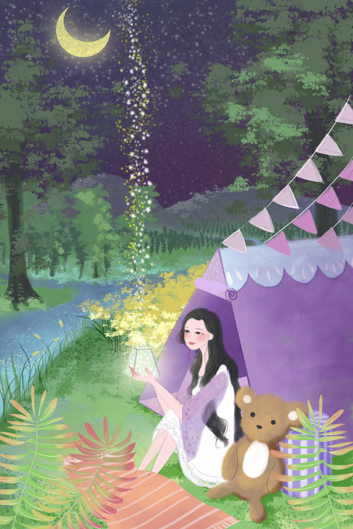 清凉夏季唯美夜空