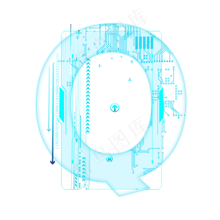 蓝色科技线条PSD字母Q(2000X2000(DPI:300))psd模版下载