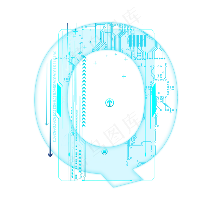 蓝色科技线条PSD字母Q(2000X2000(DPI:300))psd模版下载