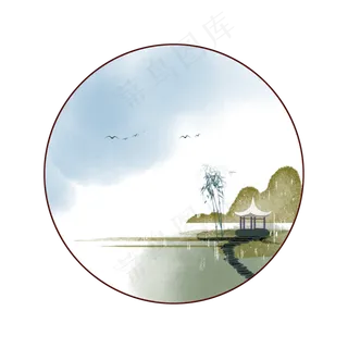 古风山水竹子意境边框