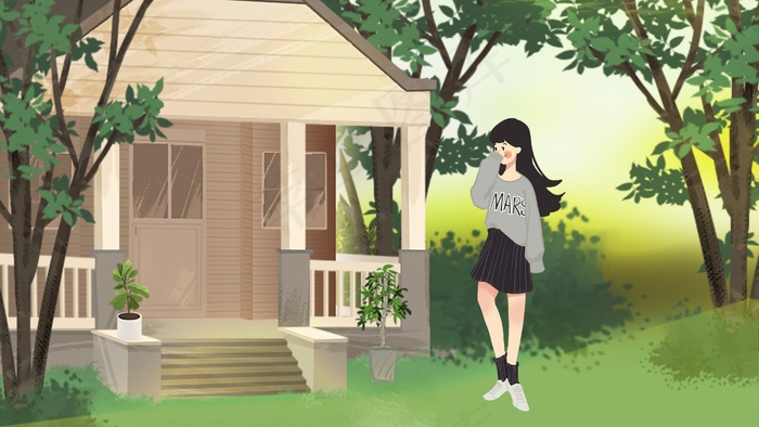 夏天唯美出游女孩