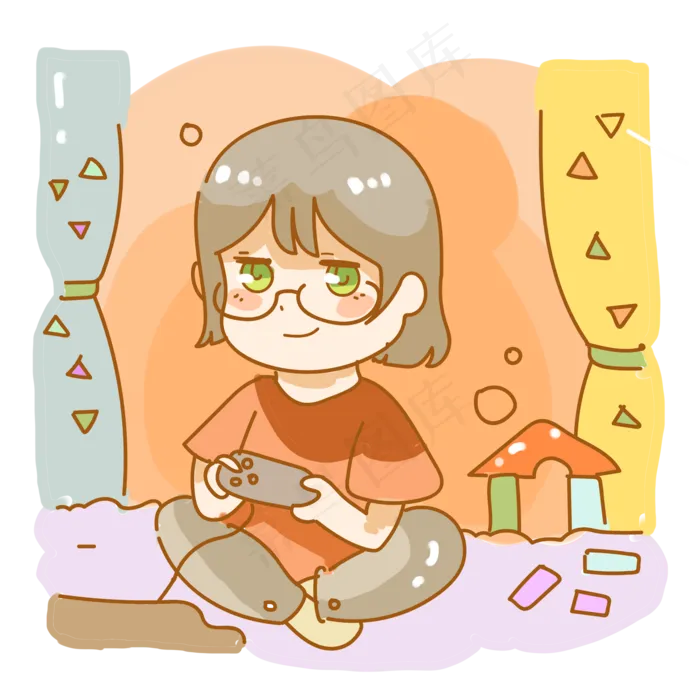 玩老式游戏机女孩(2000X2000(DPI:299))psd模版下载