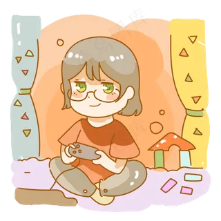 玩老式游戏机女孩