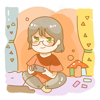 玩老式游戏机女孩