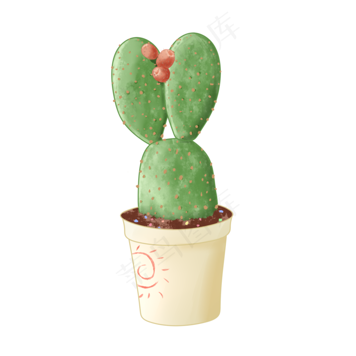 水彩多肉仙人掌盆栽,免抠元素
