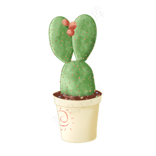水彩多肉仙人掌盆栽,免抠元素