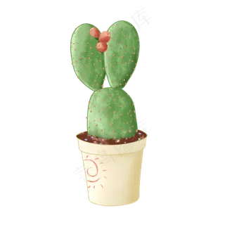 水彩多肉仙人掌盆栽,免抠元素