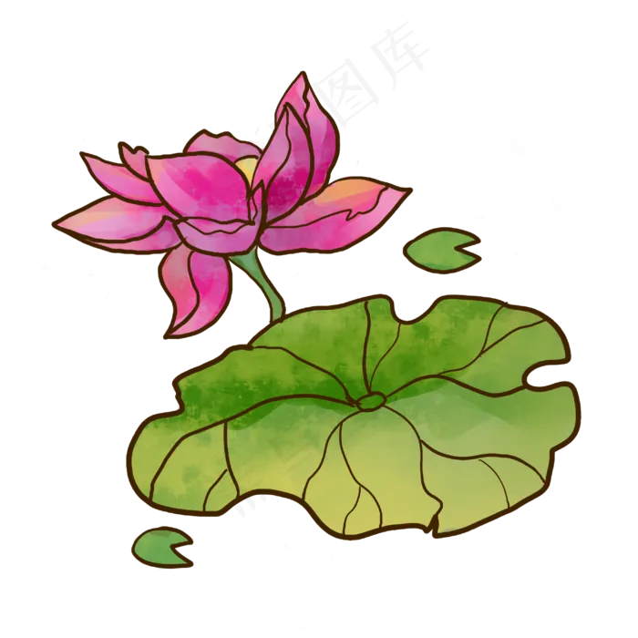 卡通水墨荷花(3000X3000(DPI:299))psd模版下载