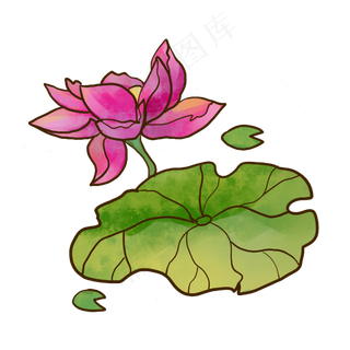 卡通水墨荷花