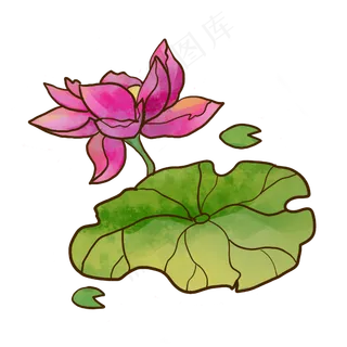 卡通水墨荷花