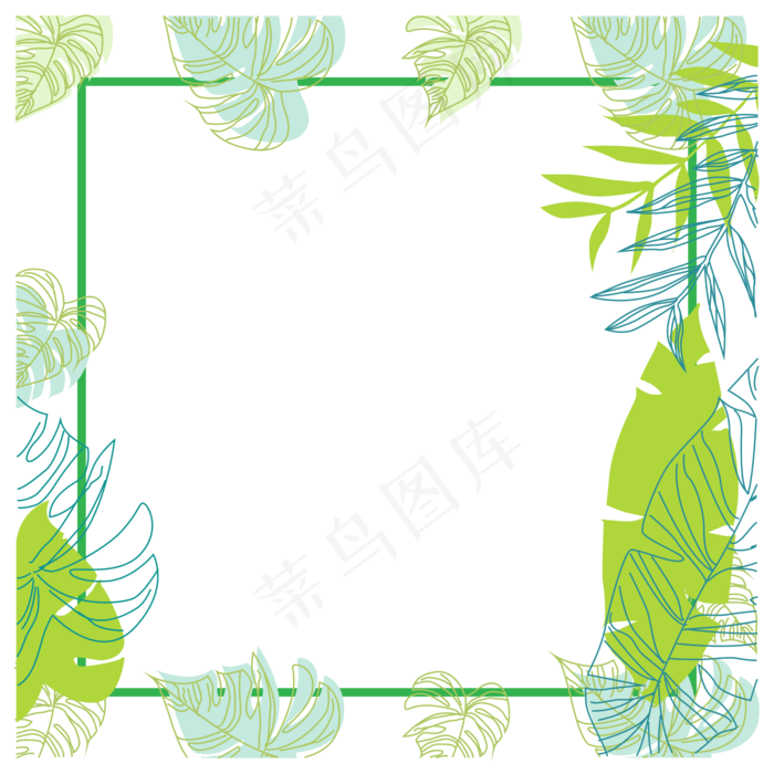 夏日植物边框,免抠元素