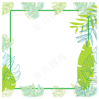 夏日植物边框,免抠元素