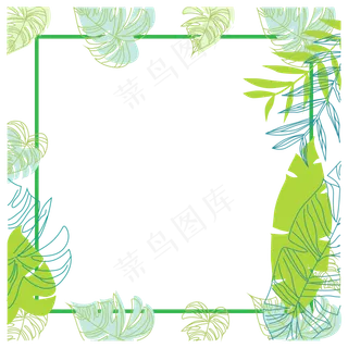 夏日植物边框,免抠元素
