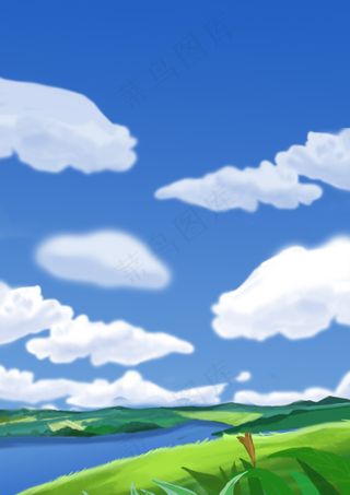 清新唯美日式田园草地风景