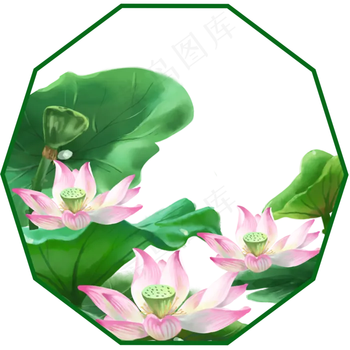 荷花夏季唯美中国风花鸟,免抠元素