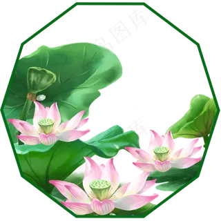 荷花夏季唯美中国风花鸟,免抠元素