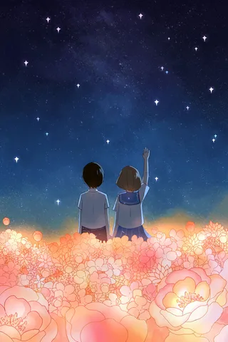 花海情侣唯美场景