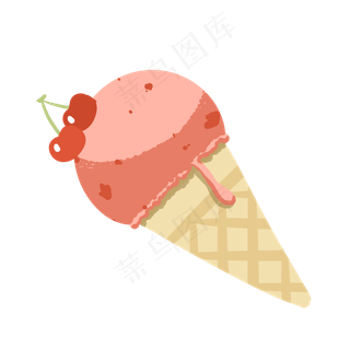 夏季樱桃冰激凌PNG