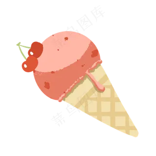 夏季樱桃冰激凌PNG