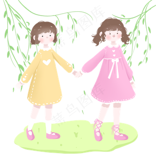 春分绿色小清新微风拂动,免抠元素