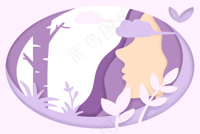 紫色椭圆形女神节边框,免抠元素(3000X2000(DPI:300))psd模版下载