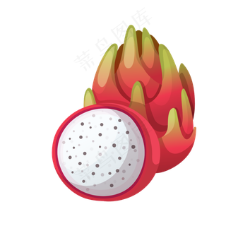 卡通夏日水果火龙果