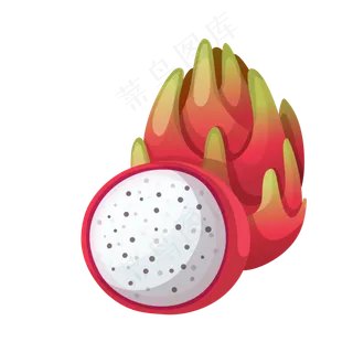 卡通夏日水果火龙果
