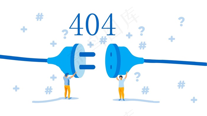 蓝色简约扁平卡通404web界面(750*1609px 72 dpi )ai矢量模版下载