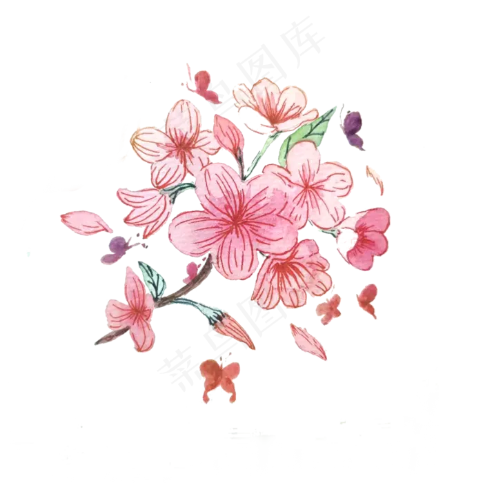 桃花樱花蝴蝶美丽昆虫翅膀飞蛾PNG,免抠元素(2000X2000(DPI:200))psd模版下载