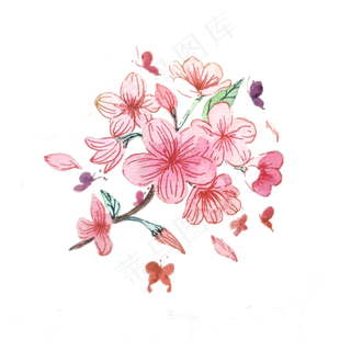 桃花樱花蝴蝶美丽昆虫翅膀飞蛾PNG,免抠元素