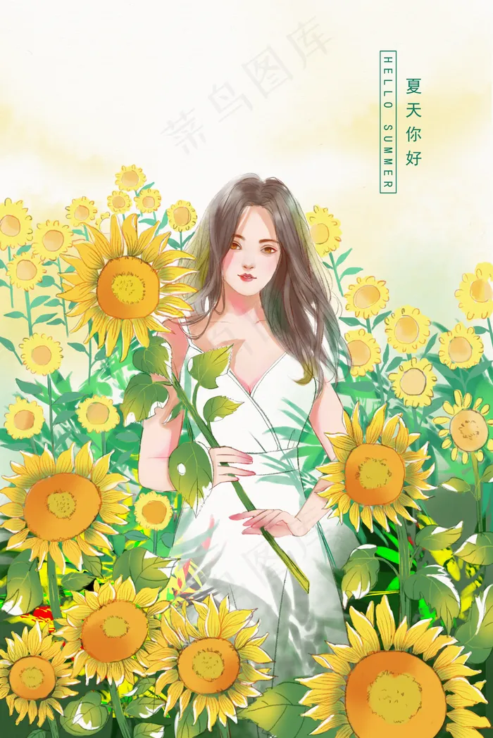 夏天你好向日葵花田(3545*5315px 300 dpi )