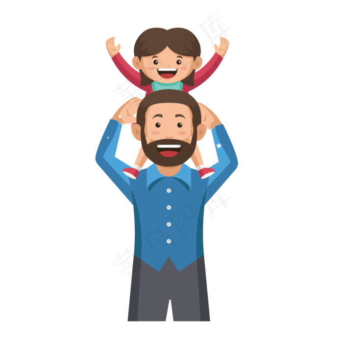 可爱的父女矢量素材