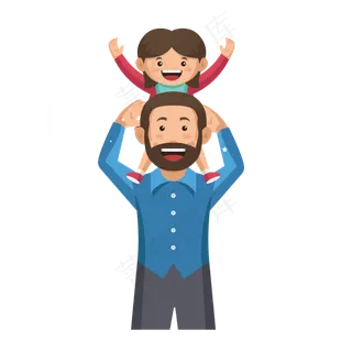 可爱的父女矢量素材