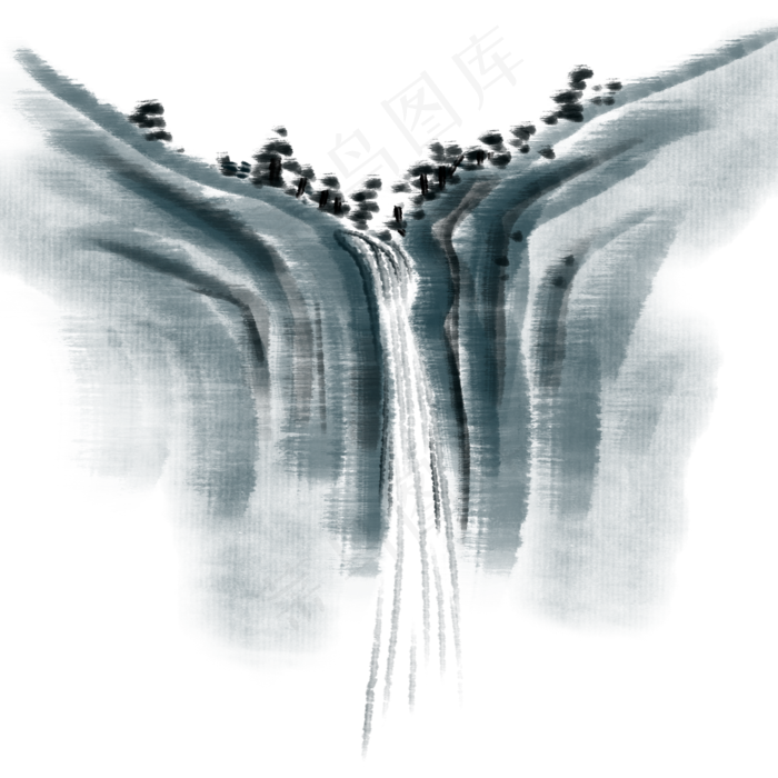 漂亮的水墨山水插画