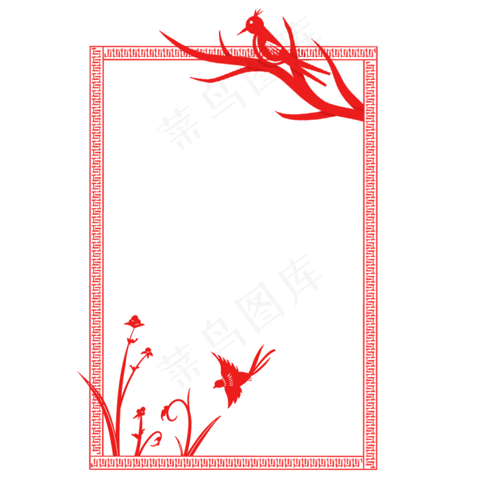 花鸟剪纸边框,免抠元素(2000X2000(DPI:300))psd模版下载