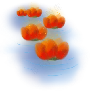 中国风红色荷花灯,免抠元素 中国风红色荷花灯,免抠元素