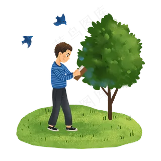 高考拼命奋斗正能量看书的男孩