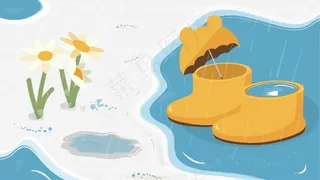 二十四节气立夏雨靴花朵雨伞