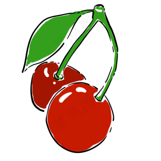 水彩风格手绘水果樱桃两只