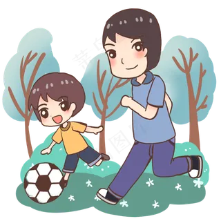 父亲与儿子踢足球