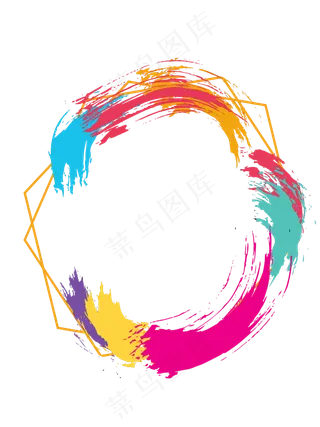 彩色笔触色块装饰边框几何