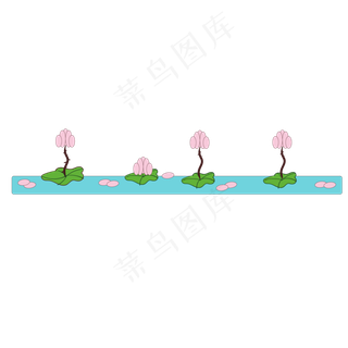 手绘荷花荷叶插图