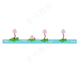 手绘荷花荷叶插图