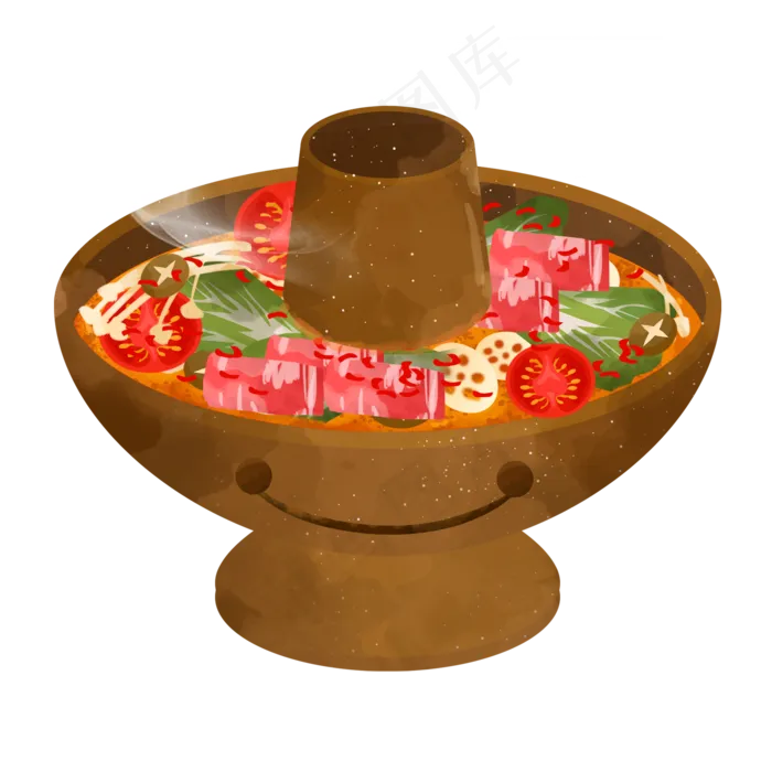 火锅冬天美食水彩素材(2000X2000(DPI:300))psd模版下载
