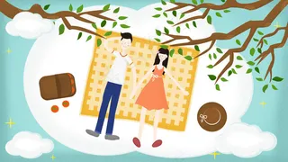 创意情侣约会春游野餐
