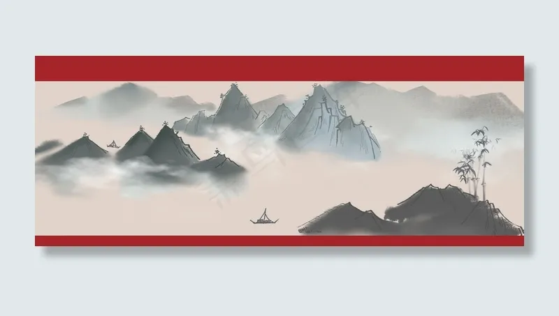 中国风山峰党建平面广告(1920*750px 	       )psd模版下载